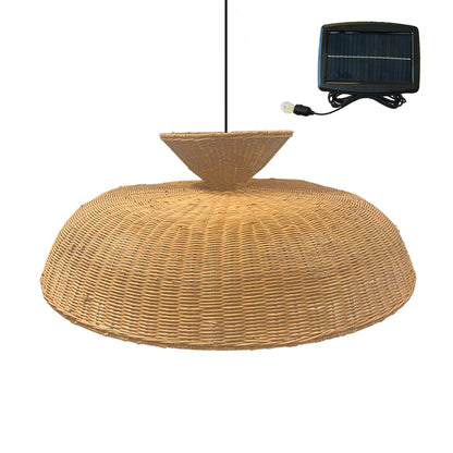 Suspension solaire DARMA SOLAR en rotin naturel avec câble hybride secteur et solaire 5m de longueur