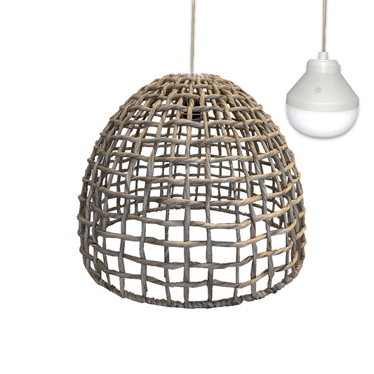 Suspension AMADEO NOMAD en jacinthe d'eau naturelle style bohème avec ampoule LED blanc/RGB nomade