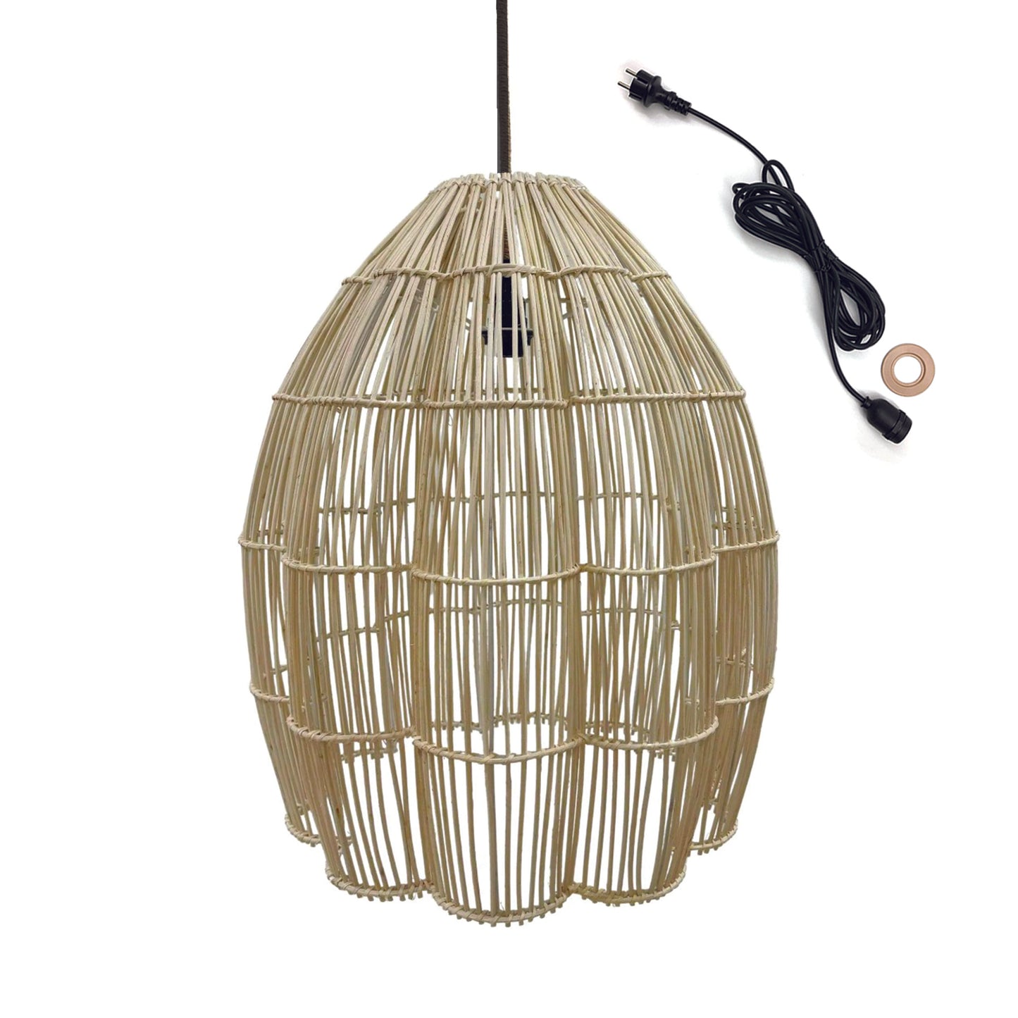 Suspension sur secteur pour l'extérieur AVILA OUTDOOR CABLE en rotin naturel style bohème 5m de longueur de câble