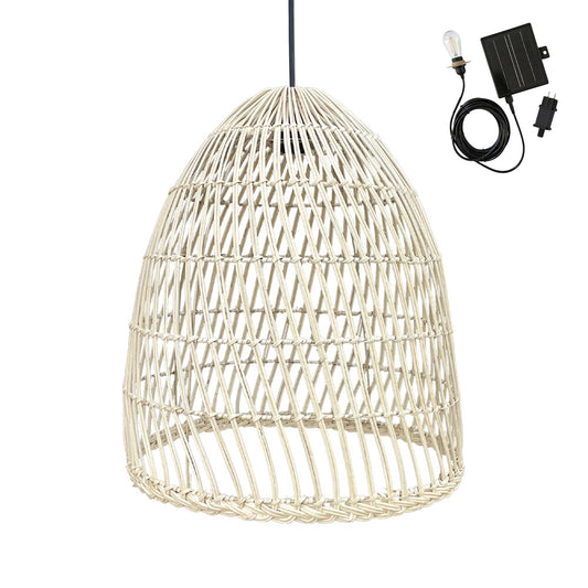 Suspension solaire PAULO SOLAR en rotin naturel avec câble hybride secteur et solaire 5m de longueur