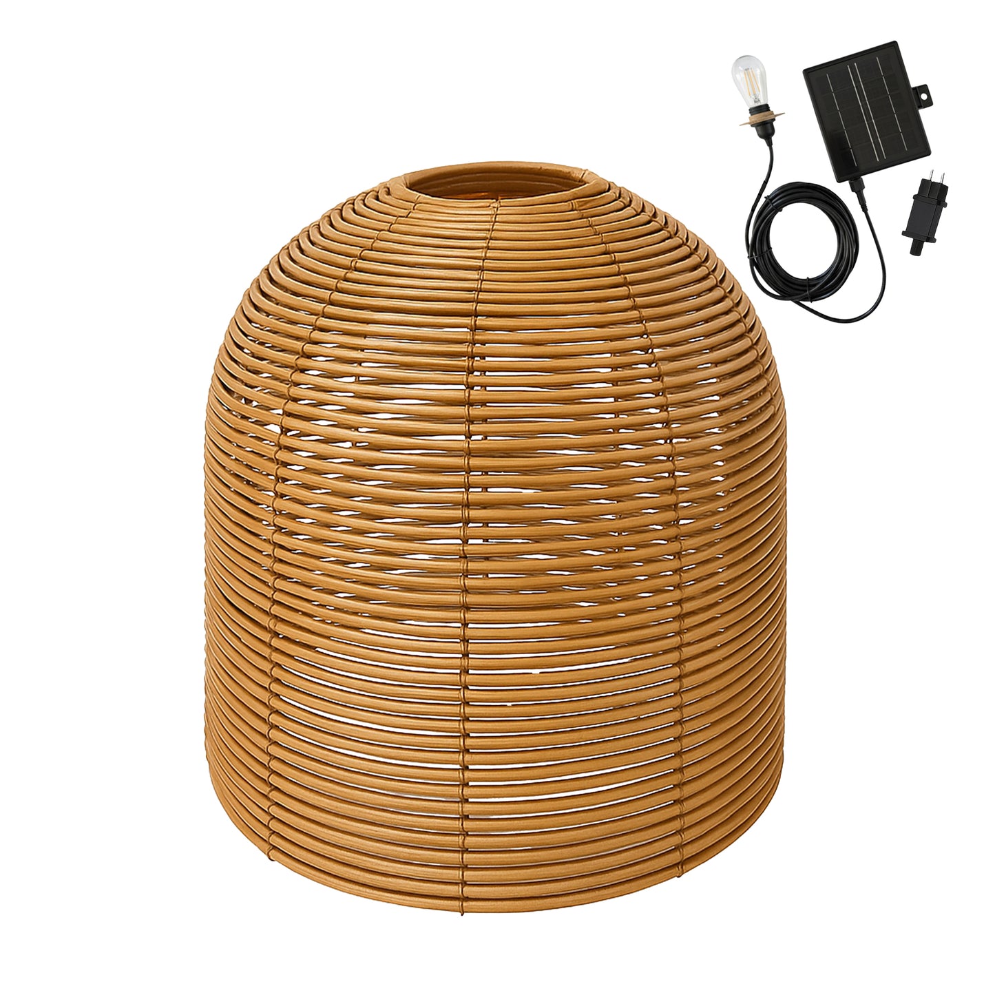 Suspension solaire HANG BOHEME SOLAR en poly rotin avec câble hybride secteur et solaire 5m de longueur