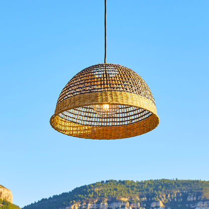 CESARE OUTDOOR CABLE mains-powered pendant lamp in bohemian style braided marine grass 5m cable length