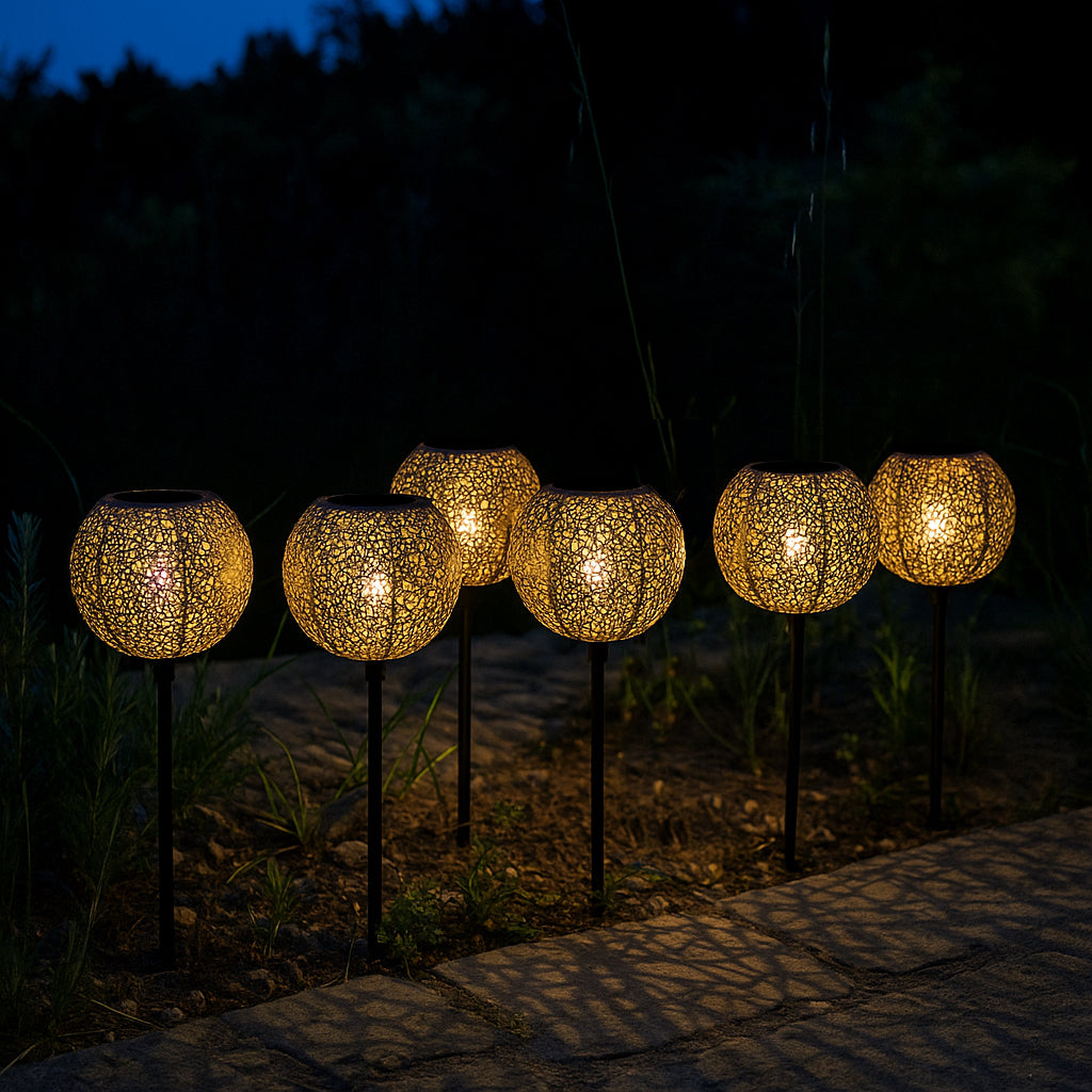 Lot de 6 balises solaires style oriental à planter LED blanc chaud AGADIR H45cm