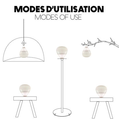 Suspension BELLA NOMAD  en rotin naturel style bohème avec ampoule LED nomade