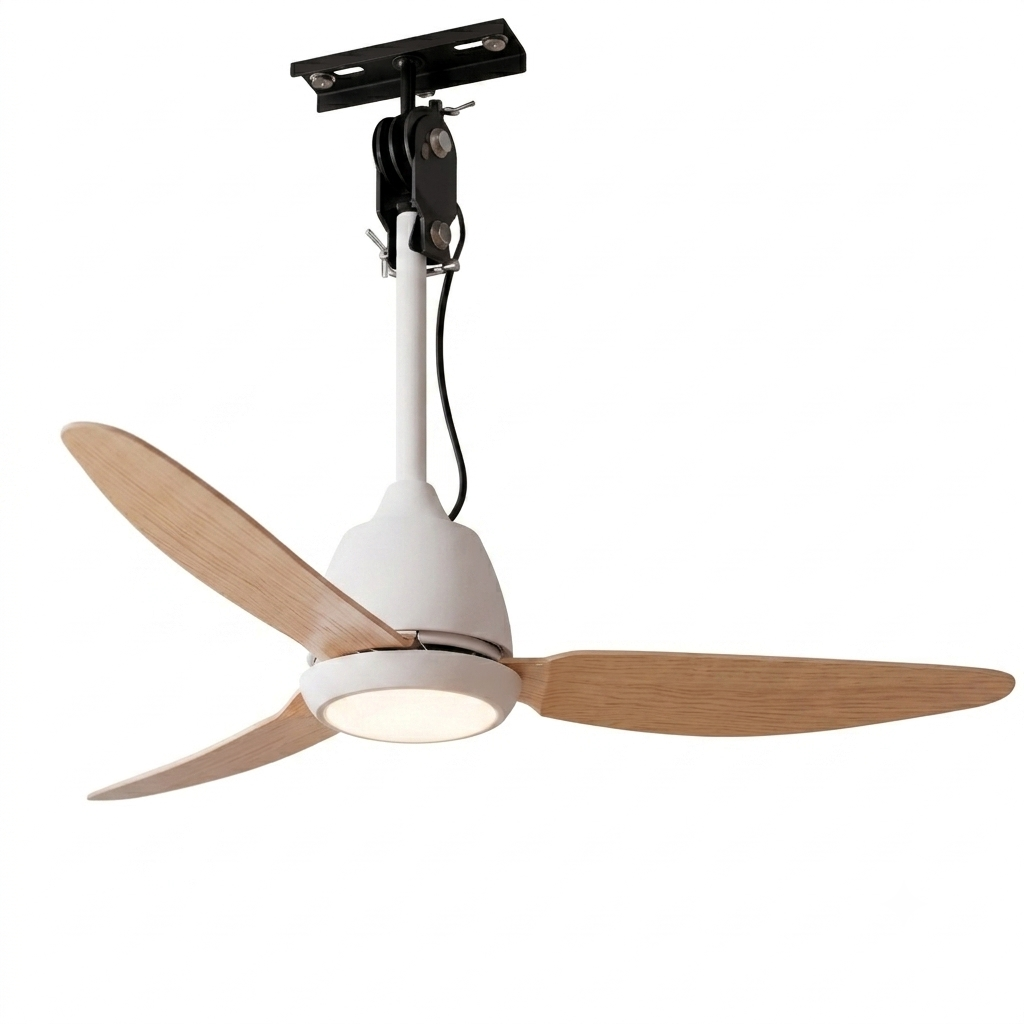 Ventilateur de Plafond CORALI 106cm avec Éclairage LED 15W Intégré Petit Ventilateur Silencieux 34dB pour Extérieur Moteur DC 30W Basse Consommation Réversible Mode Été Hiver 6 Vitesses avec Télécommande Plafonnier 2700 Lumens Blanc et Bois