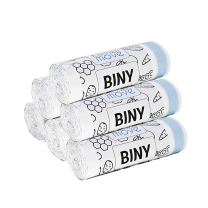 Set of 60 white bin bags 50L 60 x H75 CM BINY Ultra resistant 23 microns with drawstring