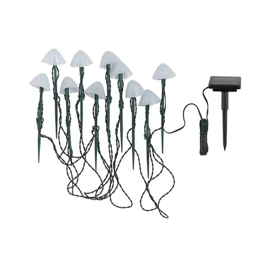 10 solar-powered mini-mushrooms to stick in CHAMPY driveway marking warm white LED 3.8m