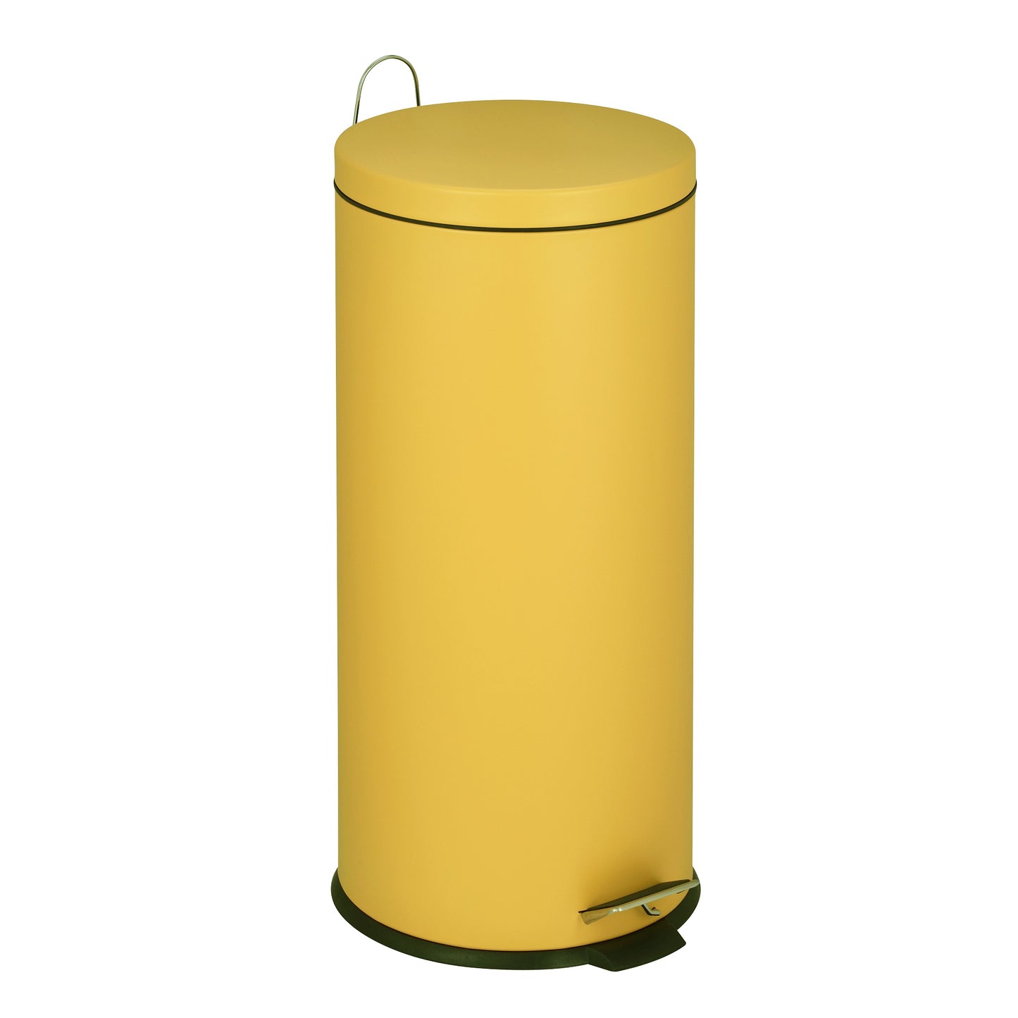 Basic chic cylindrical kitchen pedal bin 30L URBAN Matt yellow in stainless steel with bucket