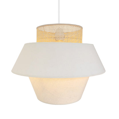 CAROLINA indoor lampshade in cotton and jute cane with metal strapping for E27 electric mount