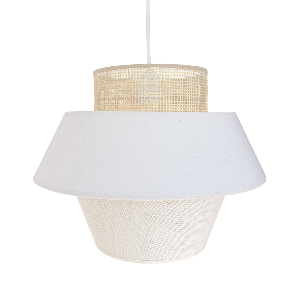 CAROLINA indoor lampshade in cotton and jute cane with metal strapping for E27 electric mount