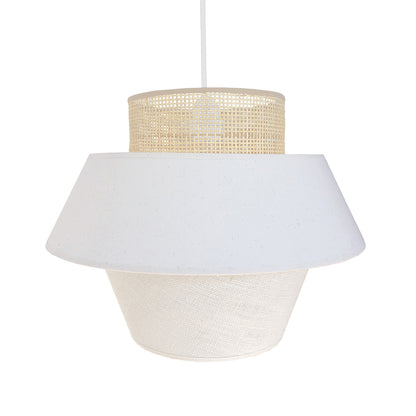 CAROLINA indoor lampshade in cotton and jute cane with metal strapping for E27 electric mount