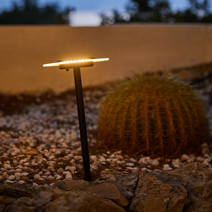 Set of 2 UFO warm white LED solar spike markers H35cm