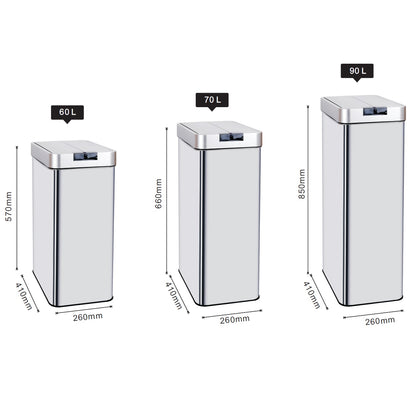 Poubelle de cuisine automatique 90L SILVERLAKE en acier Inox avec cerclage Ouverture papillon grande capacité - REDDECO.com