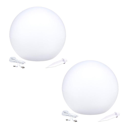 Set of 2 SOLSTY white/multicolor LED floating light balls to prick or put down ∅30cm