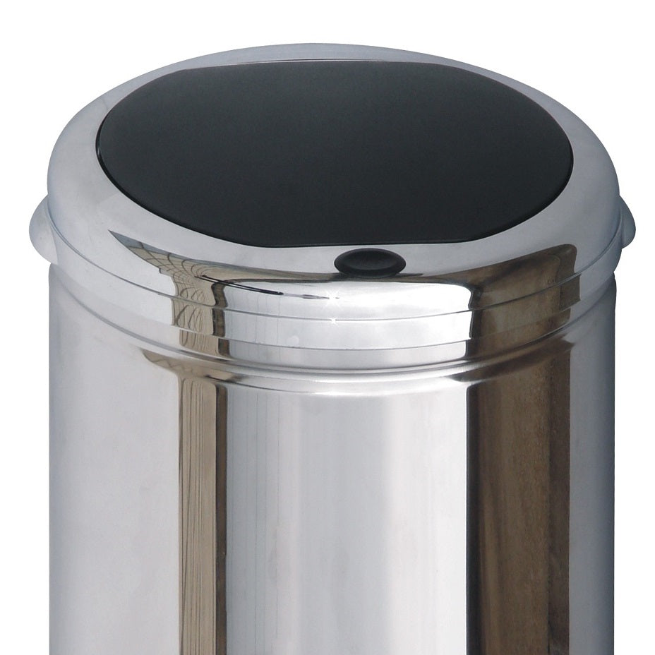 Lid for round push bin model TOKYO Chrome and black Opening by simple pressure