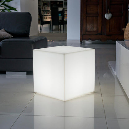 Cube lumineux tabouret filaire pour extérieur éclairage puissant LED blanc CARRY 40cm culot E27 - REDDECO.com