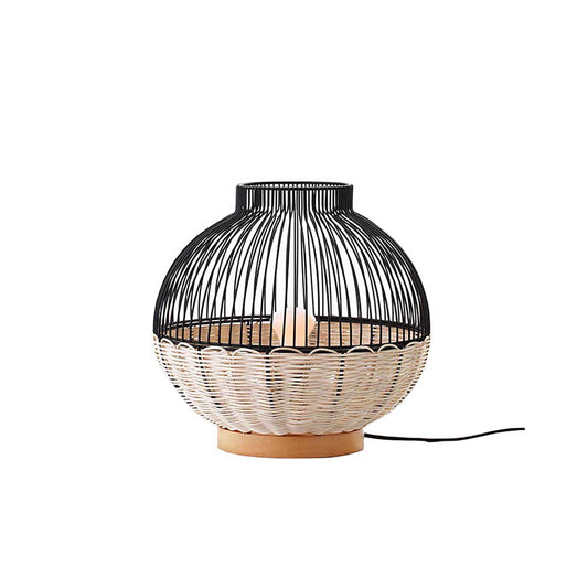 DANIA BLACK table lamp in natural rattan with E27 socket H30 cm
