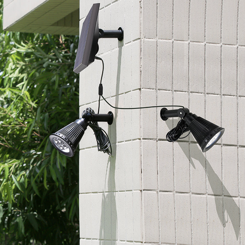 Double solar spotlight connected with remote solar panel 2 in 1 to prick or to fix powerful white LED dimmable lighting FAMILY SPIKY H34cm