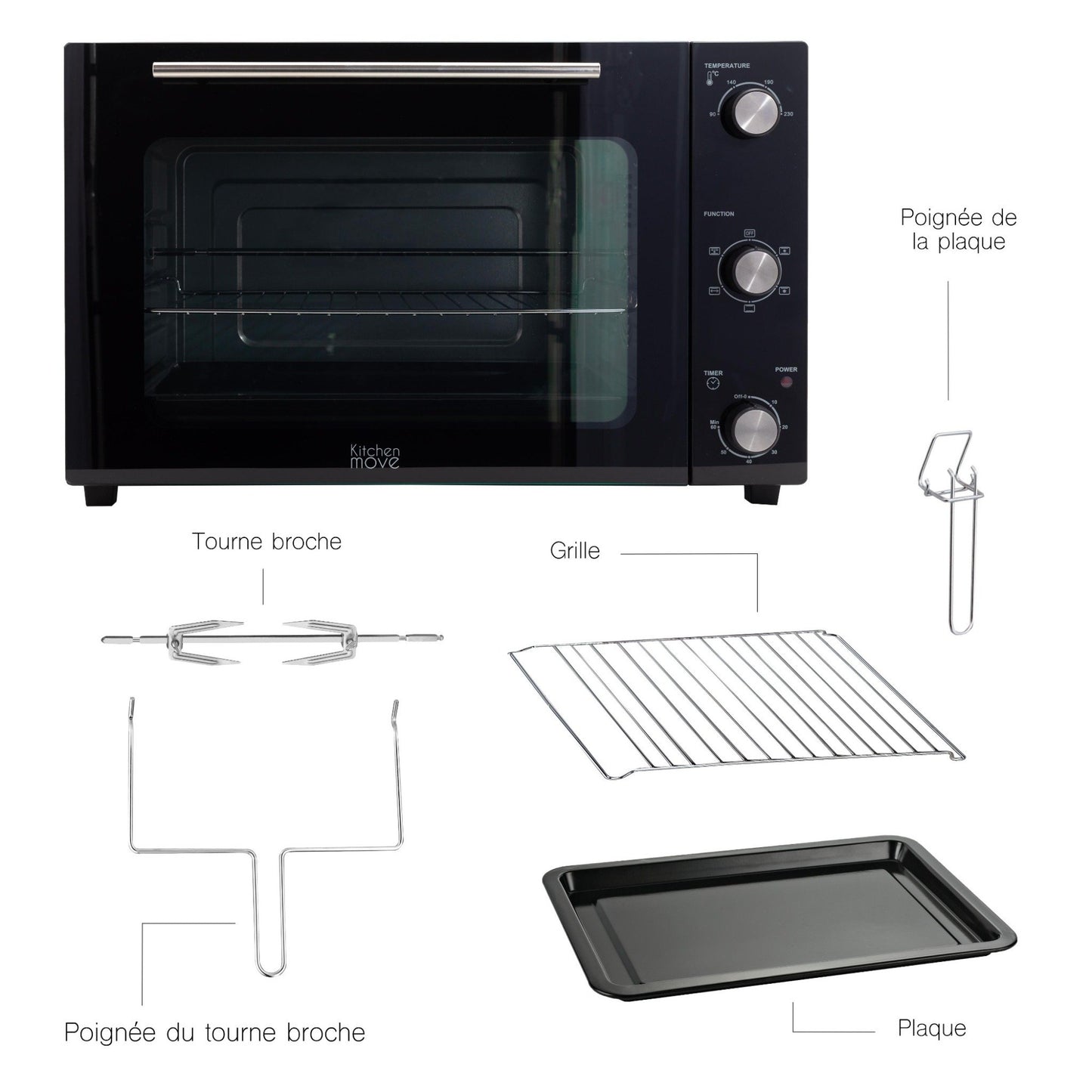 Multifunction oven 22L rotisserie grill 1300W ARIZONA black 5 cooking programs with timer and accessories