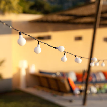 Guirlande lumineuse solaire ampoules rondes 60 LED blanc chaud BILLY 6.90m - REDDECO.com