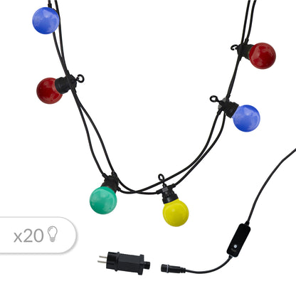 Set of 2 outdoor light garlands connectable 10 multicolored LED globes PARTY GUINGUETTE 6.50m 8 modes