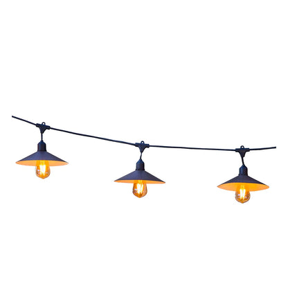 Guirlande lumineuse extérieure raccordable 82m avec 200 ampoules LED filament E27 blanc chaud VINTY LIGHT et abat-jour en métal style vintage