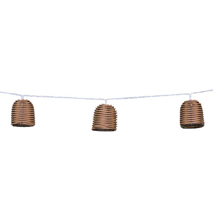 Solar string light 10 warm white LED poly rattan lampshade FORMENTERA 3.80m