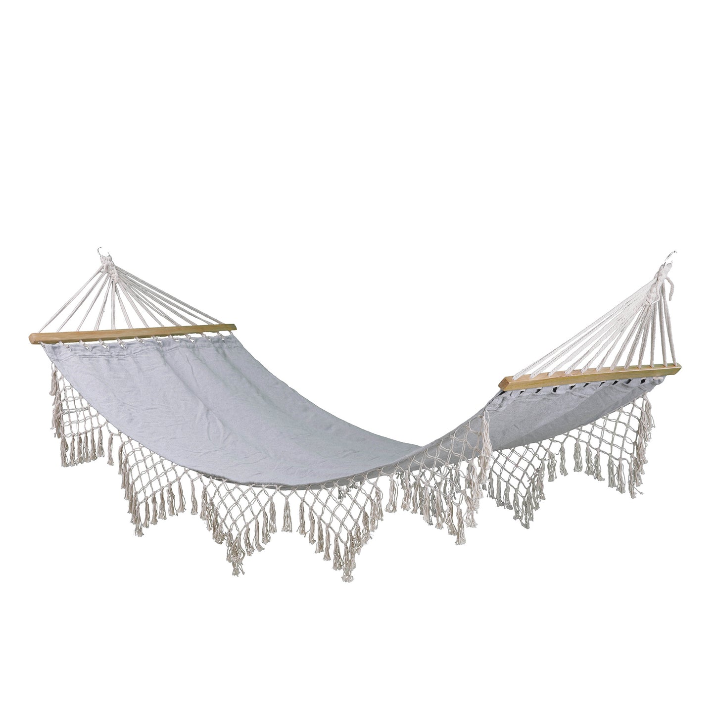 FRIOUL bohemian style hammock with fringes 100x200cm pearl gray