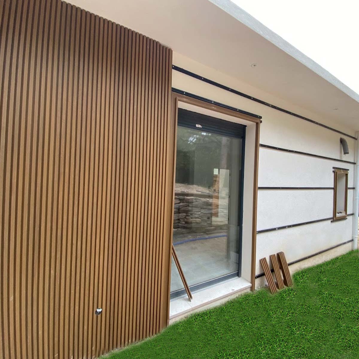 Garden fence kit with blackout composite wood and aluminum panels - extension 1.85 x 1.87 m