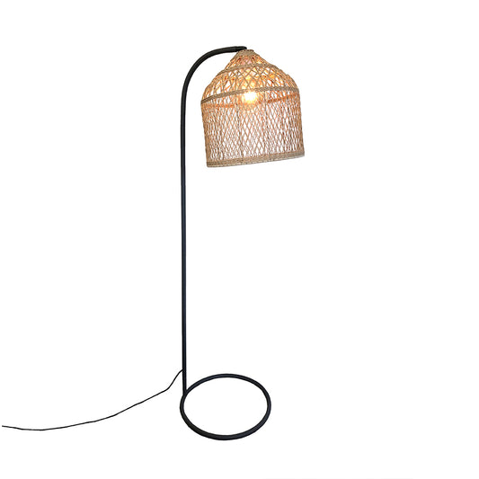 SELMA outdoor floor lamp in metal with polyrattan shade H150 cm E27 base