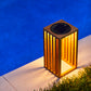CHENNAI warm white LED decorative solar lantern in solid teak wood H30cm