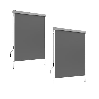 Set of 2 outdoor roller blinds with box AUSTIN 120 x 250 cm gray