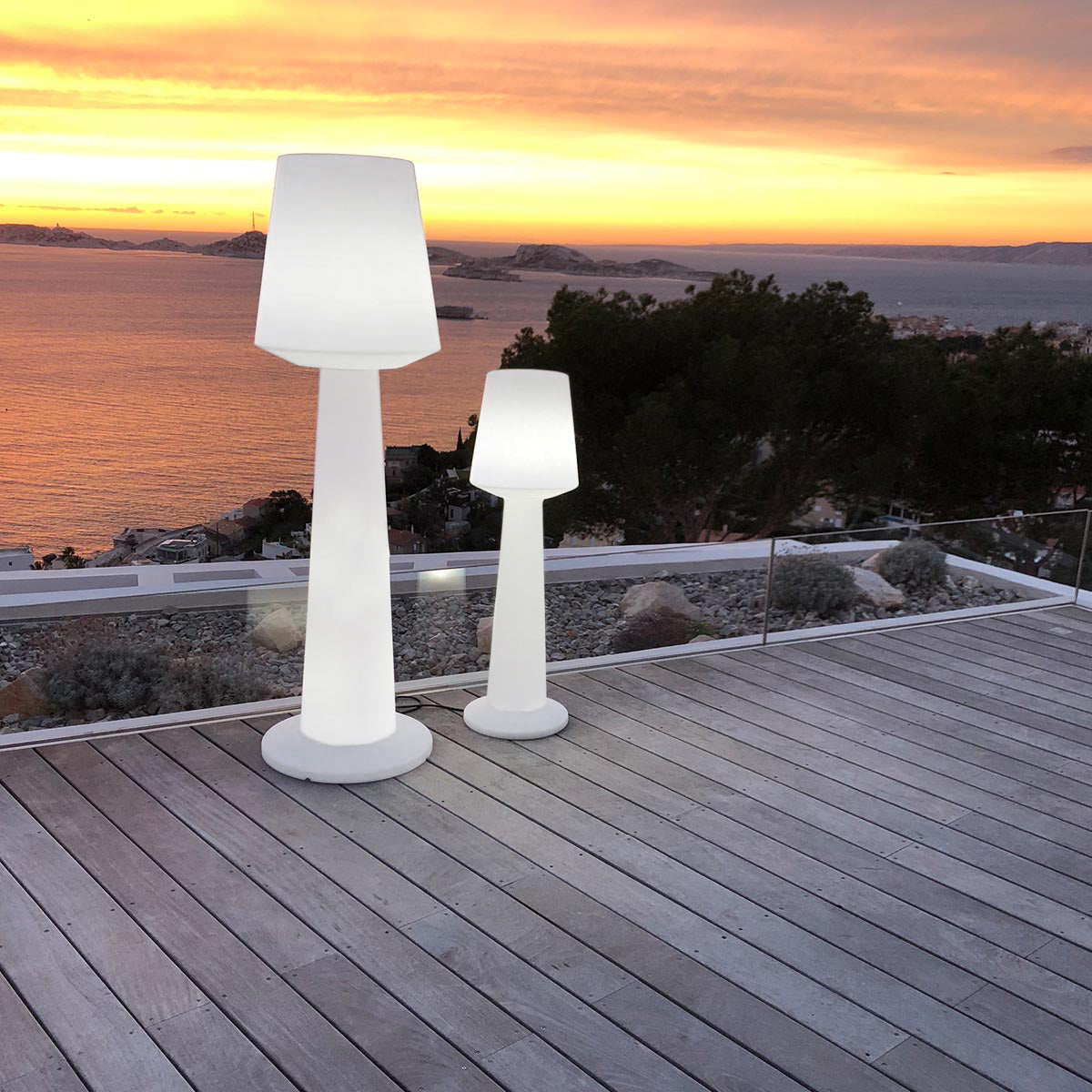 Designer wired light floor lamp for outdoor use powerful white LED lighting AUSTRAL H110cm E27 base