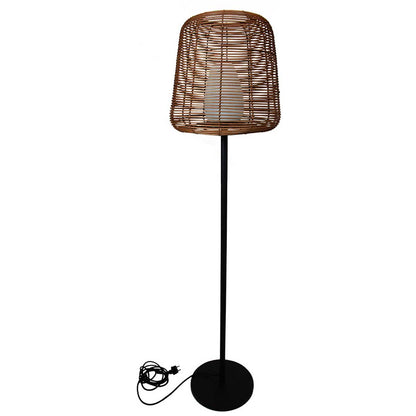 Poly rattan design wire floor lamp for outdoor white LED TALL BOHEME H150cm E27 base