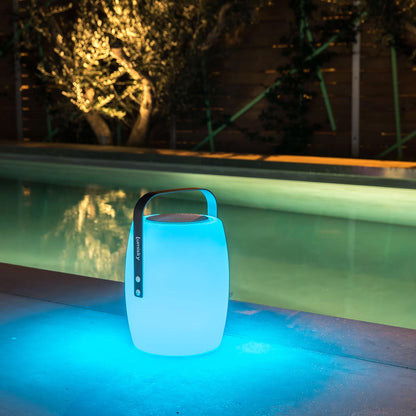 Lampe enceinte bluetooth sans fil poignée aluminium LED blanc/multicolore dimmable LUCY PLAY H31cm avec télécommande - REDDECO.com