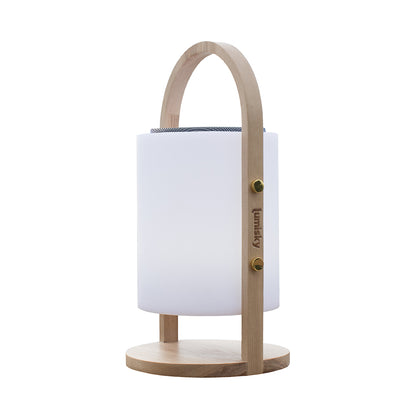 Wireless bluetooth speaker lamp wooden handle white/multicolor LED dimmable WOODY PLAY H37cm with remote control