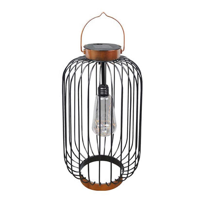 Lanterne solaire design cage métallique ampoule micro led LED blanc chaud COCO SLIM H41cm - REDDECO.com