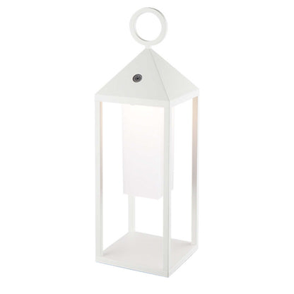 Wireless aluminum designer lantern with metal handle warm white LED SANTORIN WHITE H47cm