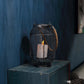 Retro solar lantern in mesh metal rope handle candle effect warm white LED GRID H27cm