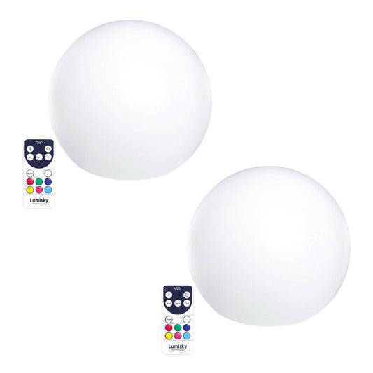 Set of 2 dimmable multicolored floating LED wireless light balls BOBBY ∅30cm with remote control and induction base