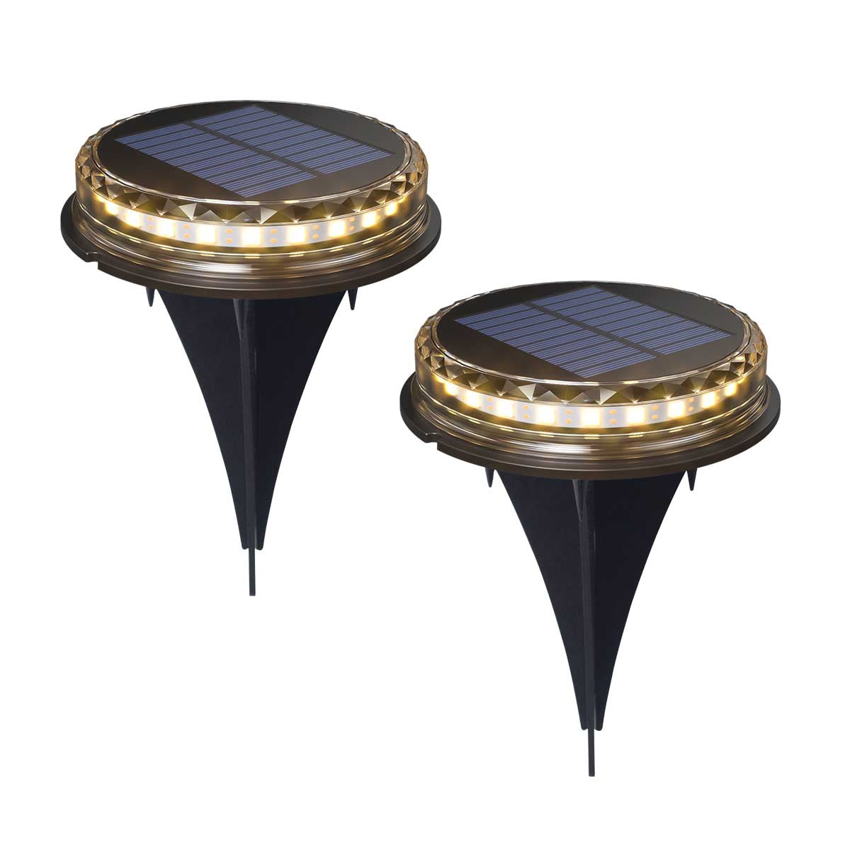 Set of 2 solar garden beacons to pose warm white LED beaconing 2x PAVY Diameter D12cm
