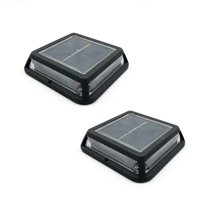 Set of 2 square garden solar beacons, warm white LED beaconing 2x QUADRY 12x12cm