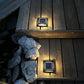 Set of 2 square garden solar beacons, warm white LED beaconing 2x QUADRY 12x12cm