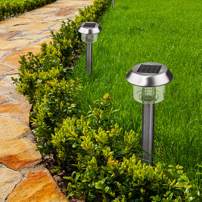 Set of 8 stainless steel solar beacons to plant for driveway white LED ALESIA H39cm