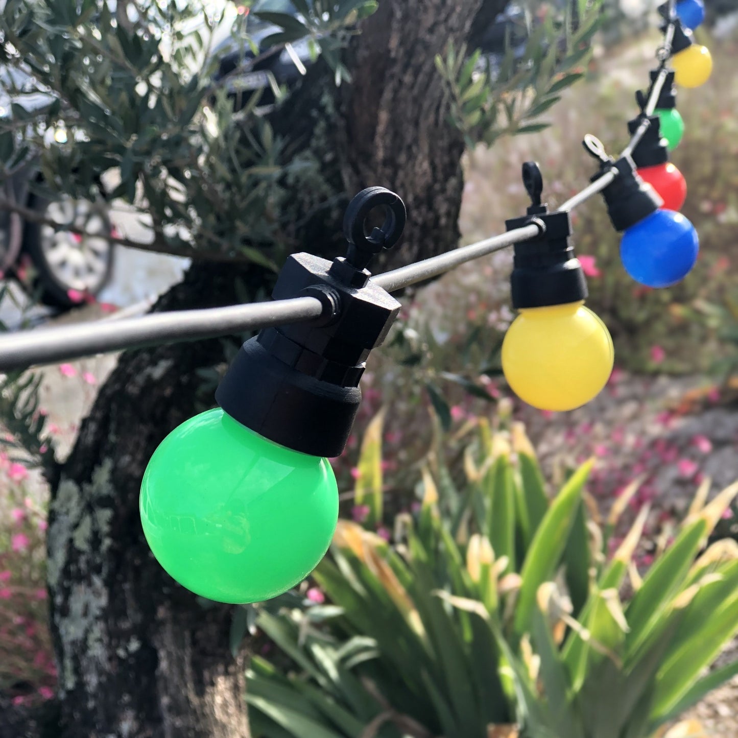 Set of 2 outdoor light garlands connectable 10 multicolored LED globes PARTY GUINGUETTE 6.50m 8 modes