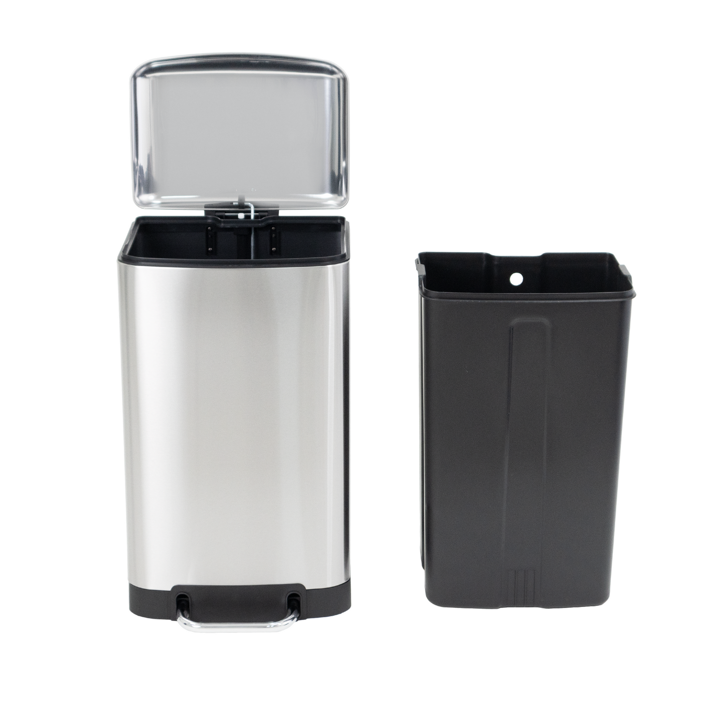 GREENWICH Design 40L kitchen pedal bin in stainless steel with domed lid bucket