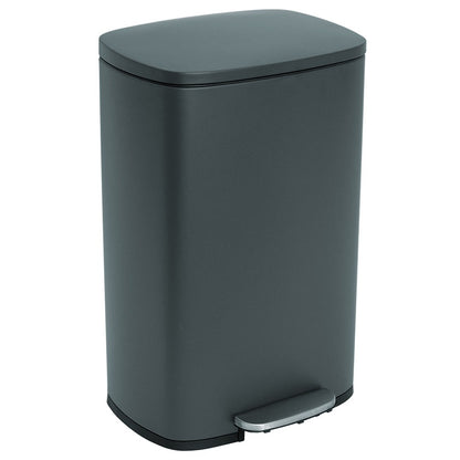 Kitchen pedal bin 50L Design ADMIRAL Matt black in stainless steel with bucket and soft closing