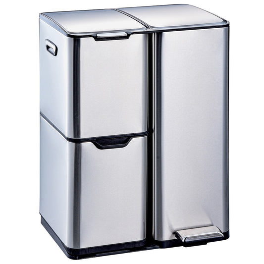 Sorting kitchen bin 24L (3x8L) TRIO 3 compartments in brushed stainless steel
