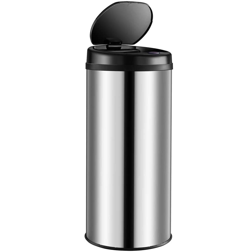 Automatic kitchen bin 50L ARTIC SILVER large capacity in brushed STAINLESS STEEL with strapping