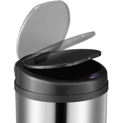 Automatic kitchen bin 50L ARTIC SILVER large capacity in brushed STAINLESS STEEL with strapping